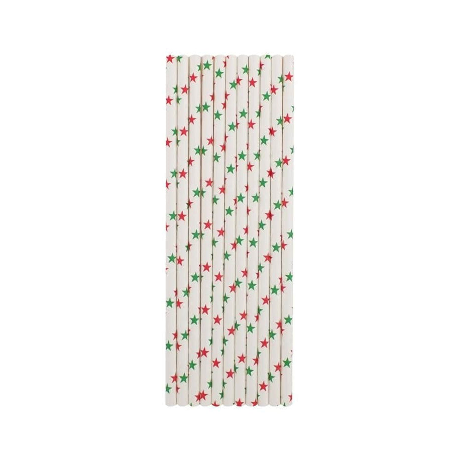 Red & Green Star Paper Straws - Mhalaty