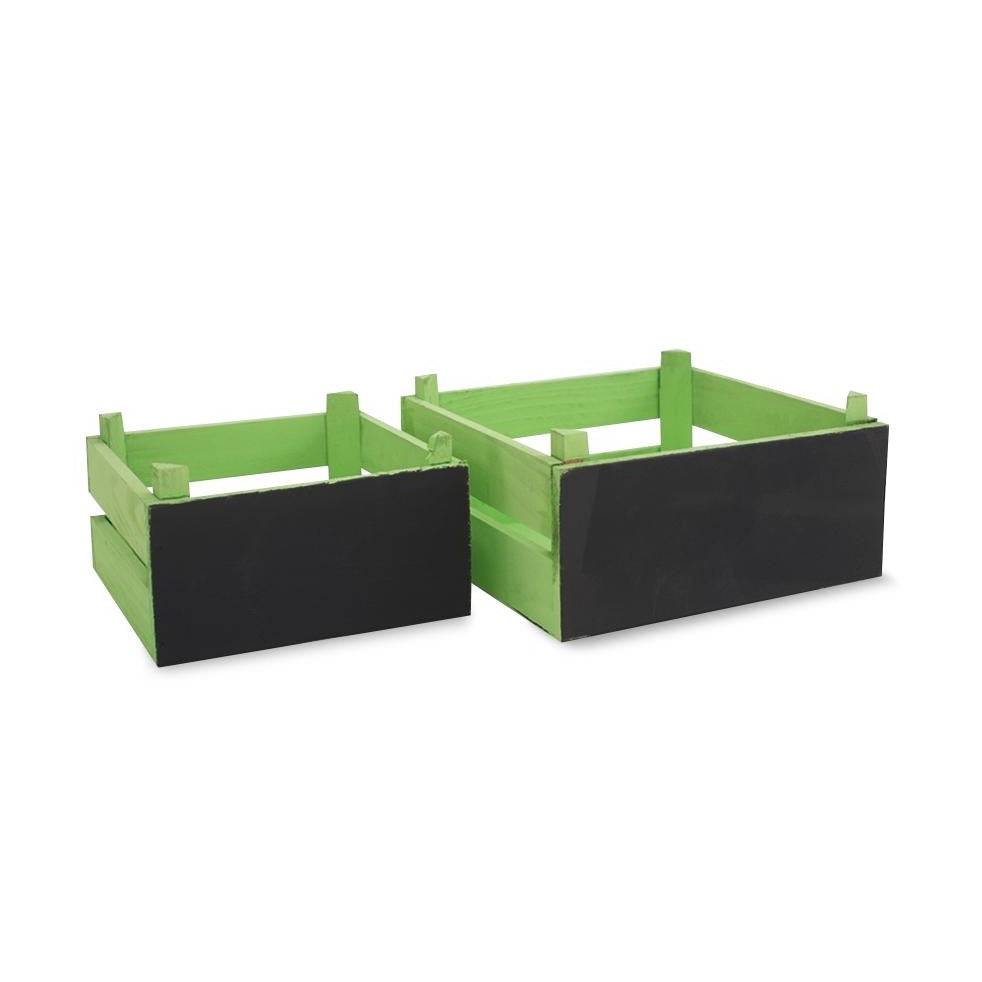 Small Chalkboard Wooden Crates - Green - Mhalaty