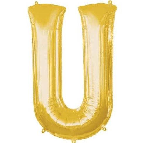U Letter Gold Giant Foil Balloon 40 Inch - Mhalaty