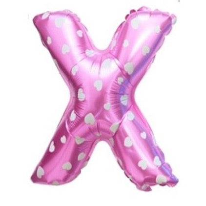 X Letter Pink Hearts Balloon - 16 Inch - Mhalaty