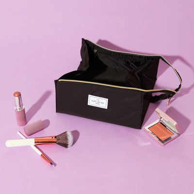 The Flat Lay Co. - Classic Black Open Flat Makeup Box Bag and Tray
