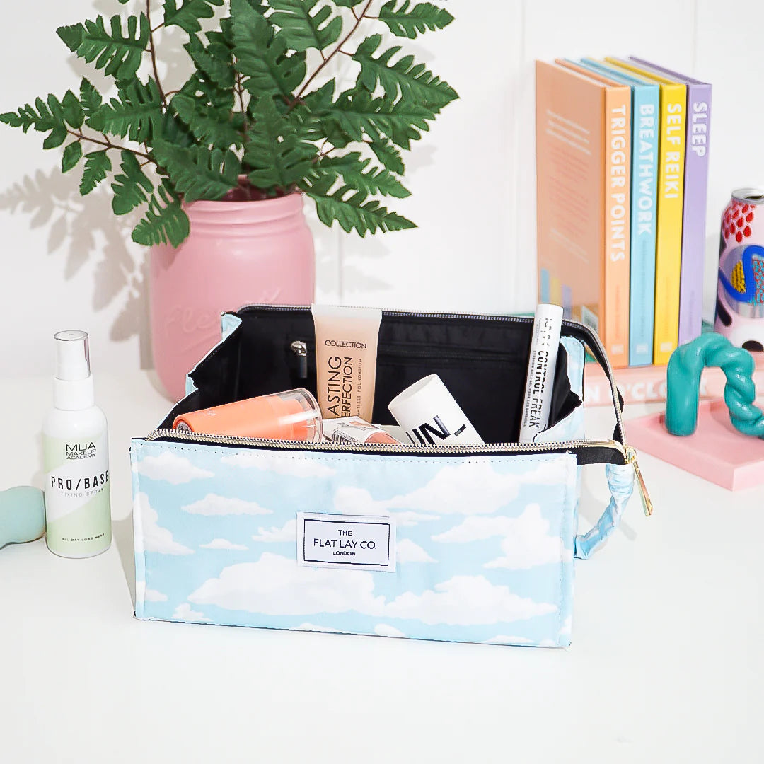 The Flat Lay Co. - Cloudy Open Flat Makeup Box Bag and Tray