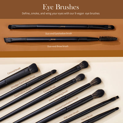 Jessup - Matte Black Versatile Brush Set Collection 14pcs