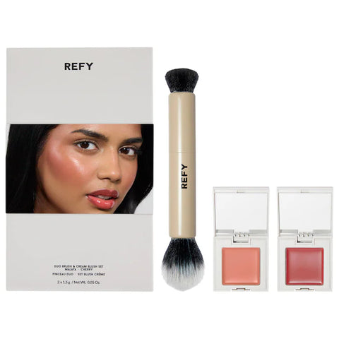 Refy - Cream Blush Duo With Duo Face Brush Gift Set