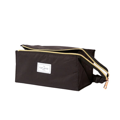 The Flat Lay Co. - Classic Black Open Flat Makeup Box Bag and Tray