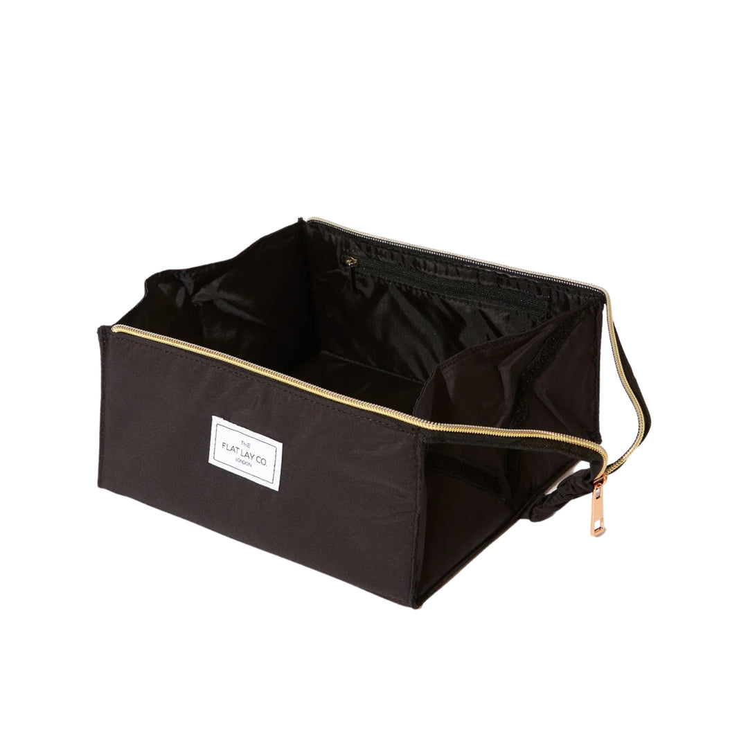 The Flat Lay Co. - Classic Black Open Flat Makeup Box Bag and Tray