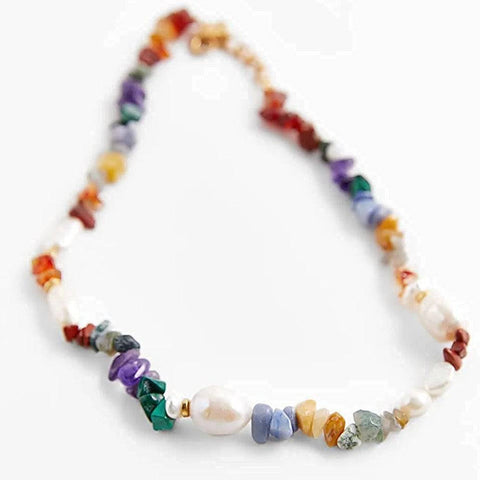 Freshwater Pearl Beaded Necklace - Colorful - Mhalaty