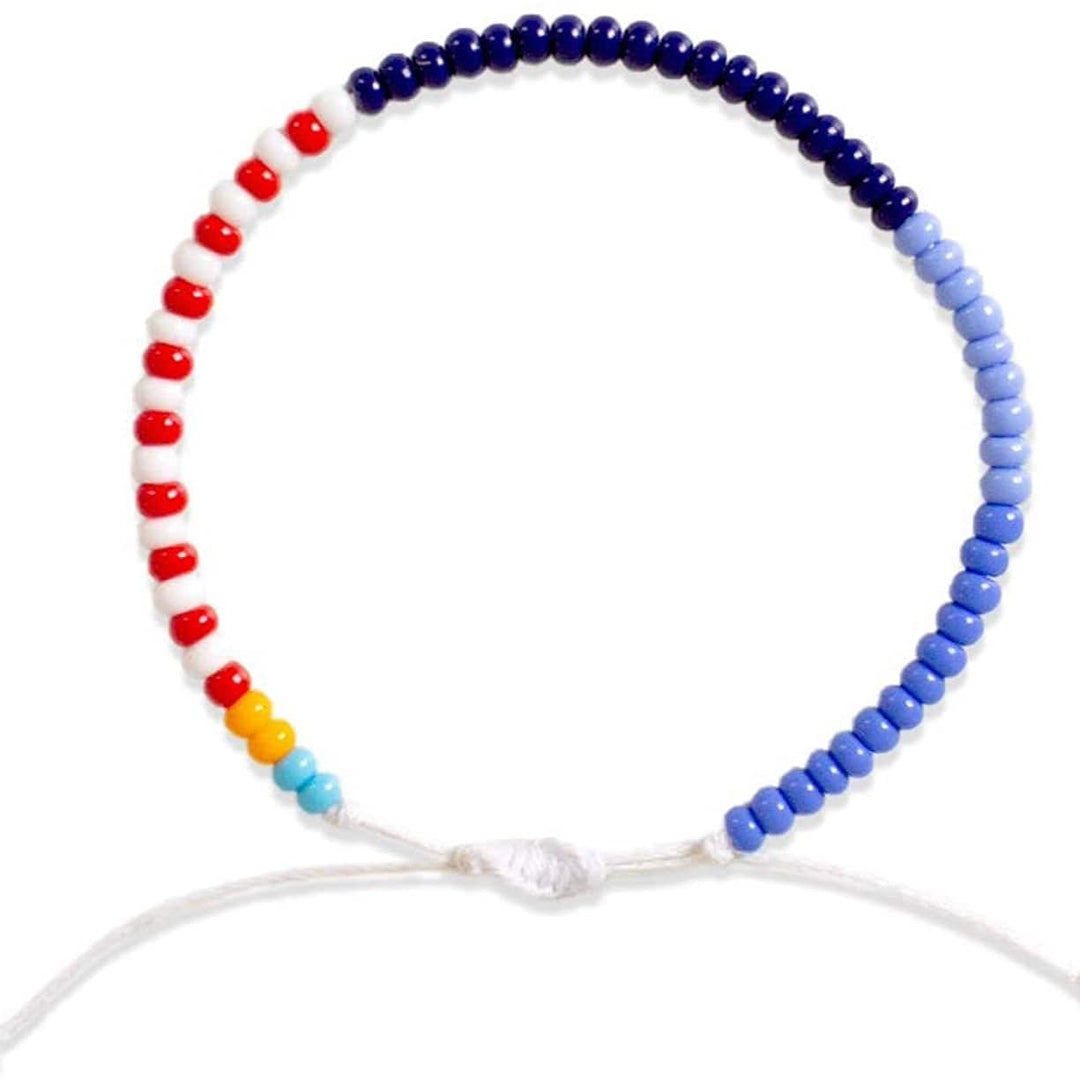Handmade Adjustable Single Strand African Boho Bracelet - Blue / Red - Mhalaty