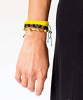 Handmade Adjustable Single Strand African Boho Bracelet - Yellow - Mhalaty