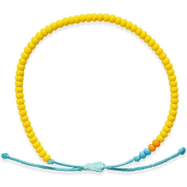 Handmade Adjustable Single Strand African Boho Bracelet - Yellow - Mhalaty