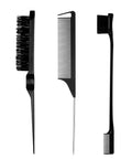 Goiple - 3 Pieces Hair Styling Comb Set - Black - Mhalaty