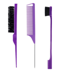 Goiple - 3 Pieces Hair Styling Comb Set - Purple - Mhalaty