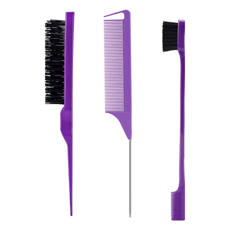 Goiple - 3 Pieces Hair Styling Comb Set - Purple - Mhalaty