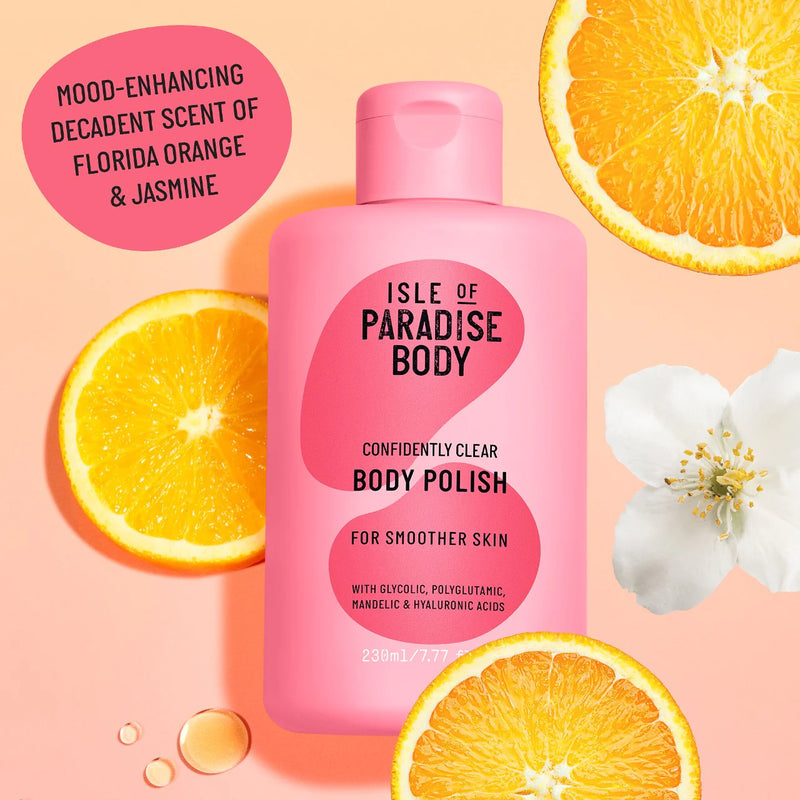 Isle of Paradise - Confidently Clear Body Polish Scrub with Glvcolic & Hyaluronic Acids