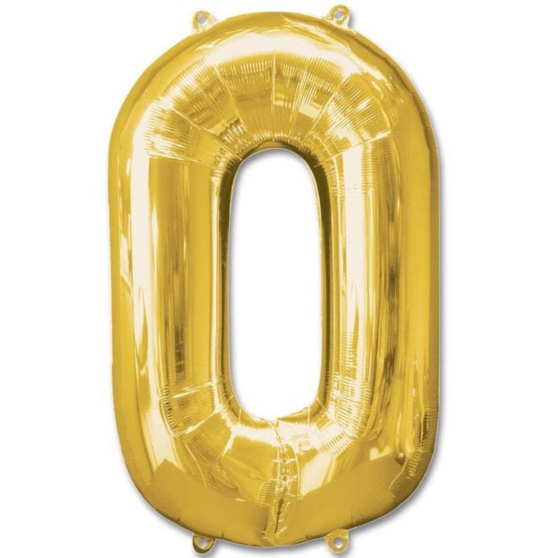 0 Number Giant Gold Balloon - 30 Inch - Mhalaty
