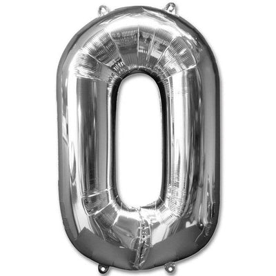 0 Number Giant Silver Balloon - 30 Inch - Mhalaty