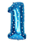 1 Number Blue Stars Balloon - 16 Inch - Mhalaty