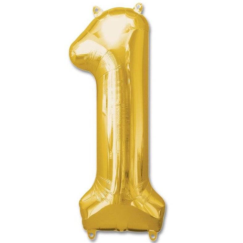 1 Number Giant Gold Balloon - 30 Inch - Mhalaty