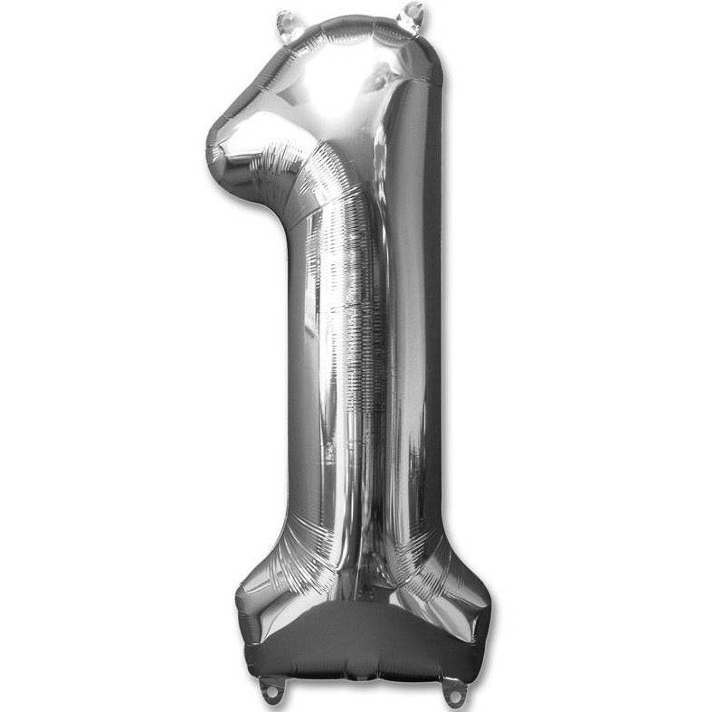 1 Number Giant Silver Balloon - 30 Inch - Mhalaty