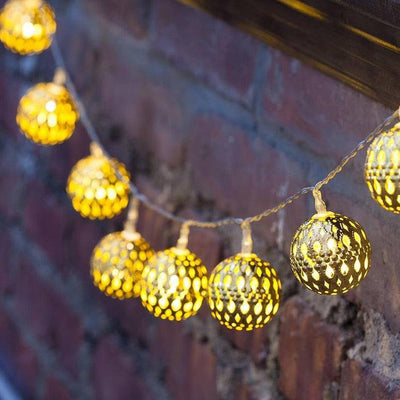 10 Gold Moroccan Orb Battery Fairy Lights - Mhalaty