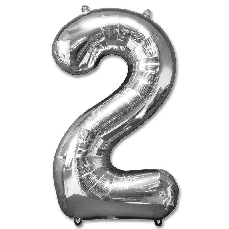 2 Number Giant Silver Balloon - 30 Inch - Mhalaty