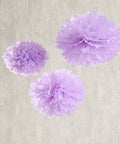 3 Lavender Tissue Paper Pom Poms - Mhalaty