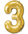 3 Number Giant Gold Balloon - 30 Inch - Mhalaty
