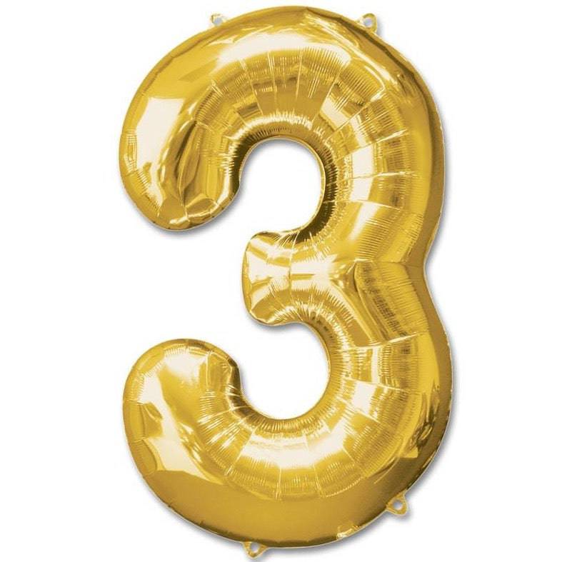 3 Number Giant Gold Balloon - 30 Inch - Mhalaty