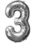 3 Number Giant Silver Balloon - 30 Inch - Mhalaty