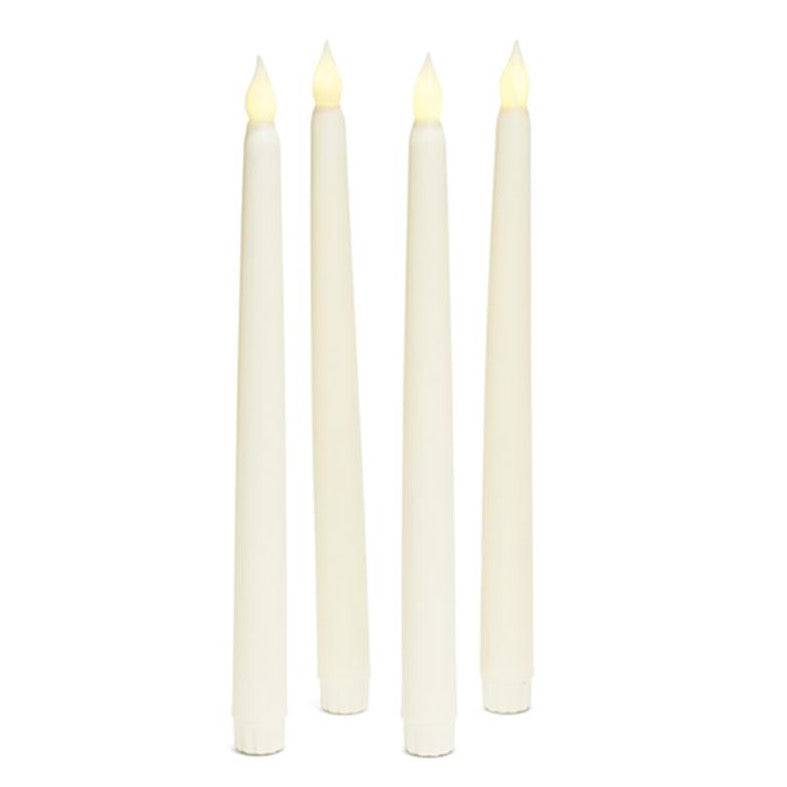 4 Ivory 10" Flameless Taper Candles, Warm White Leds - Mhalaty