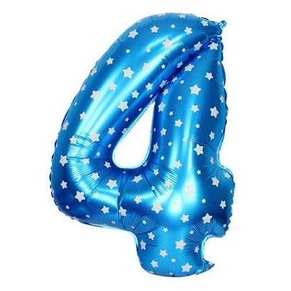 4 Number Blue Stars Balloon - 16 Inch - Mhalaty
