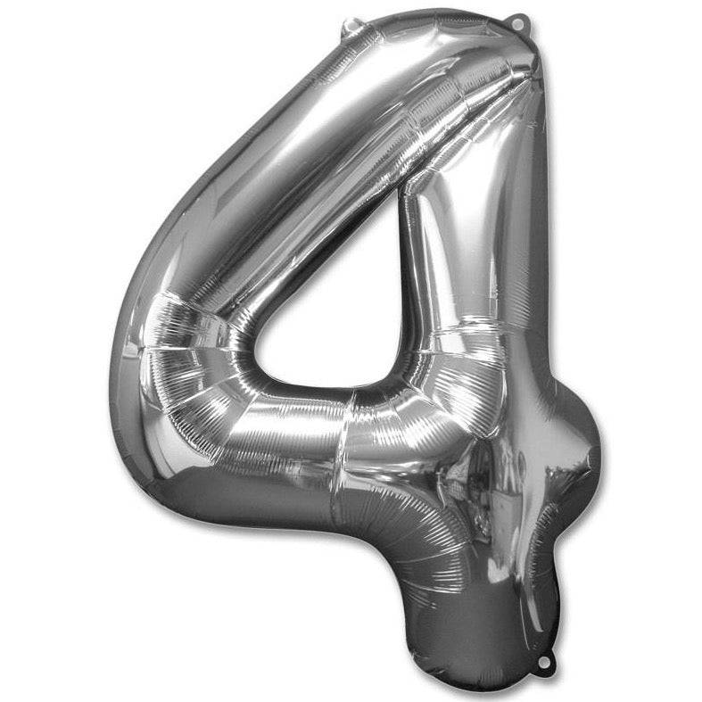 4 Number Giant Silver Balloon - 30 Inch - Mhalaty