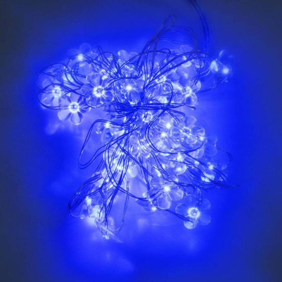4M 40 Led Flower Blue With Silver Wire - Mhalaty