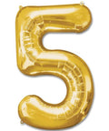 5 Number Giant Gold Balloon - 30 Inch - Mhalaty