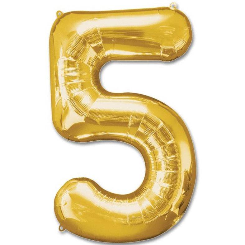 5 Number Giant Gold Balloon - 30 Inch - Mhalaty