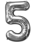 5 Number Giant Silver Balloon - 30 Inch - Mhalaty