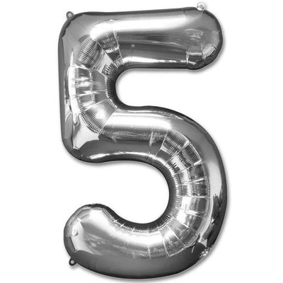 5 Number Giant Silver Balloon - 30 Inch - Mhalaty
