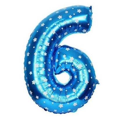 6 Number Blue Stars Balloon - 16 Inch - Mhalaty