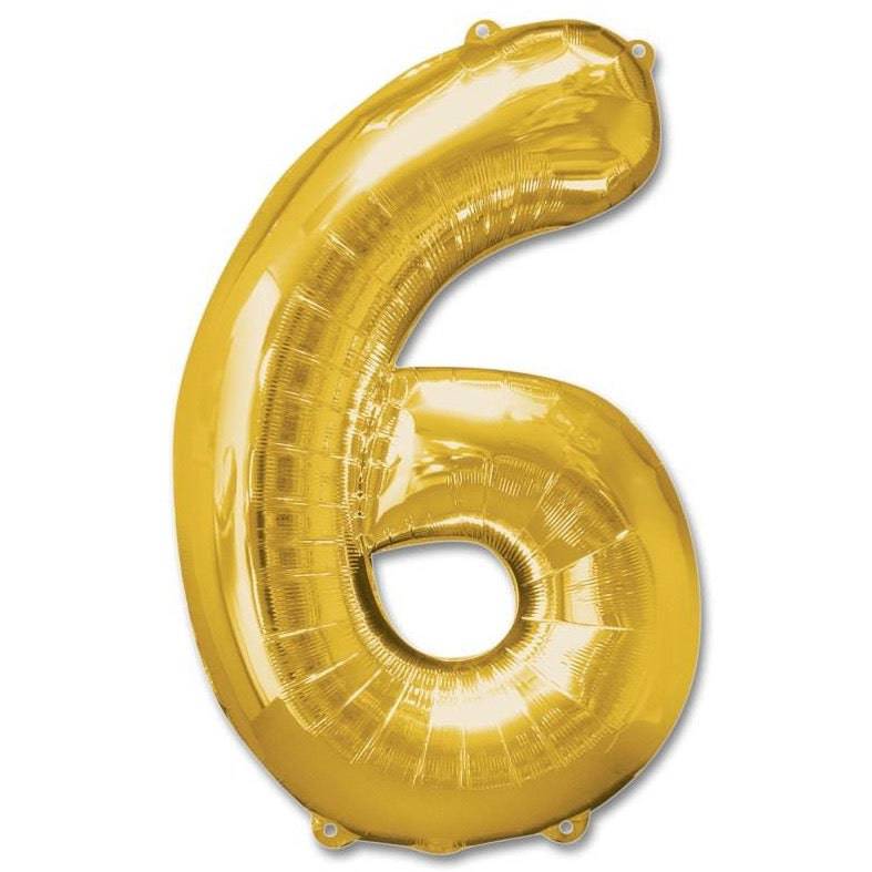 6 Number Giant Gold Balloon - 30 Inch - Mhalaty