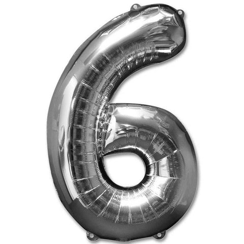 6 Number Giant Silver Balloon - 30 Inch 6 Number Giant Silver Balloon - 30 Inch