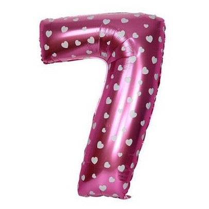 7 Number Pink Hearts Balloon - 16 Inch - Mhalaty