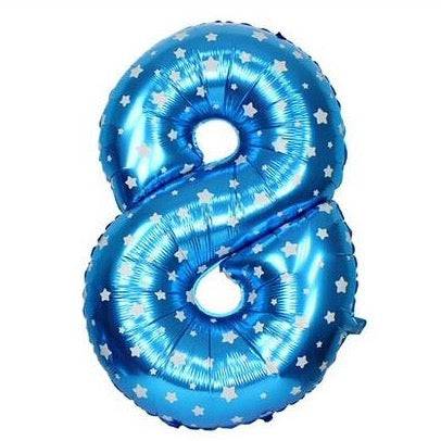 8 Number Blue Stars Balloon - 16 Inch - Mhalaty