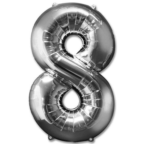 8 Number Giant Silver Balloon - 30 Inch 8 Number Giant Silver Balloon - 30 Inch
