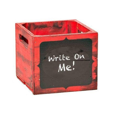 8" Wooden Chalkboard Box (Carmine Red / Glaze Black) - Mhalaty