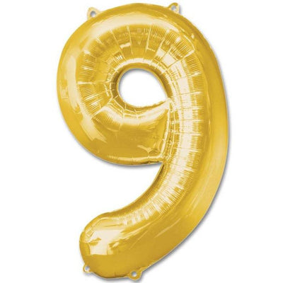 9 Number Giant Gold Balloon - 30 Inch - Mhalaty