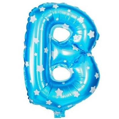 B Letter Blue Stars Balloon - 16 Inch - Mhalaty