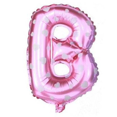 B Letter Pink Hearts Balloon - 16 Inch - Mhalaty