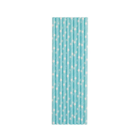 Baby Blue Stars Paper Straws - Mhalaty