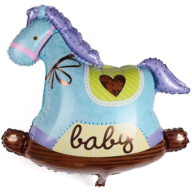 Baby Boy Rocking Horse Foil Balloon - Mhalaty