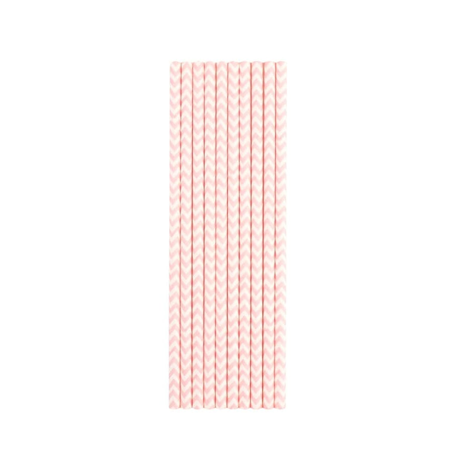 Baby Pink Chevron Paper Straws - Mhalaty